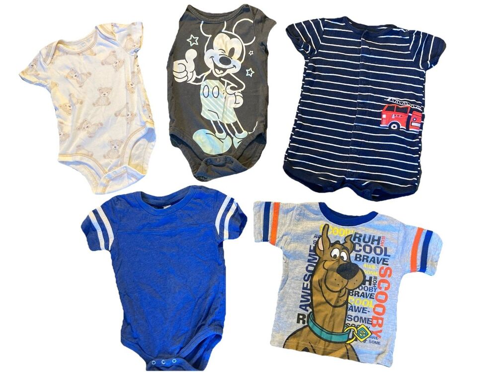 Boys 9-12 Month Summer Short Sleeve Romper/Bodysuits/Shirt Bundle (5 PCs)